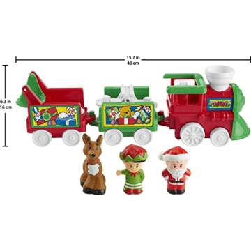 Fisher-Price Little People Toddler Toy Musical Christmas Train with Santa Elf & Reindeer Figures for Pretend Play Kids Ages 1+ Years​