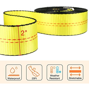 Heavy Duty 20,000 lbs Tow Strap for Emergency Towing & Winching