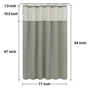 N&Y HOME Extra Long Waffle Weave Shower Curtain with Snap-in Fabric Liner & Hooks Set - 71" x 84", Hotel Style & Mesh Top Window, Machine Washable - 71x84 Inches, Sage Green
