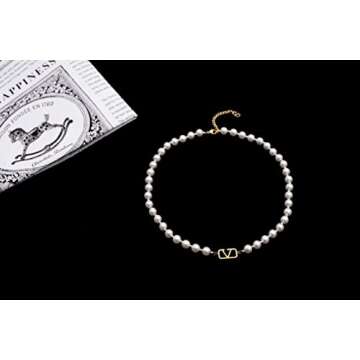 YUFANHY V Letter Pearl Necklace - Elegant Personalized Jewelry