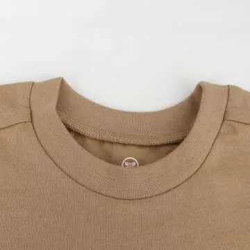 HonestBaby Multipack Short Sleeve T-Shirt Tee 100% Organic Cotton Infant Baby, Toddler, Little Kids Boys, Girls, Unisex, Earth Tones,5T