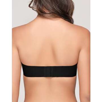 Wingslove Women's Strapless Bra Full Figure Wirefree Push Up Bras Seamless Multiway Convertible Straps(Black,34D)