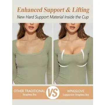 Wingslove Women's Strapless Bra Full Figure Wirefree Push Up Bras Seamless Multiway Convertible Straps(Black,34D)