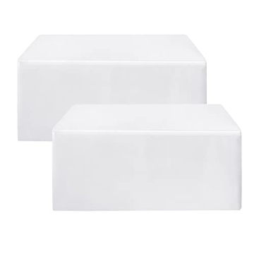 HolidayIdeas White Tablecloths for Rectangle Tables - 2 Pack Fitted Table Cloths for 8 Foot Tables, ...