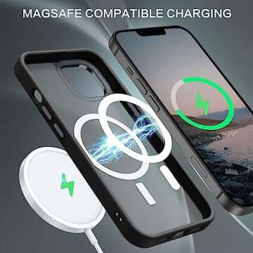 BENTOBEN Magnetic iPhone 13/14 Case, Translucent Matte, Slim Shockproof Protective Cover for iPhone 13/14 6.1", Black, MagSafe Compatible