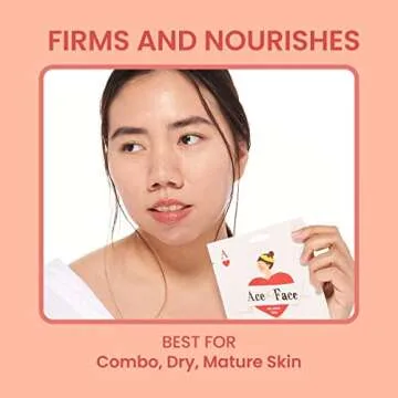 FACETORY K Beauty Face Mask Skin Care - ACE THAT FACE FIRMING COLLAGEN Sheet Mask with Collagen & Mushroom Extract | Collagen Face Mask Plumping Glowing Skin (5 Pack)