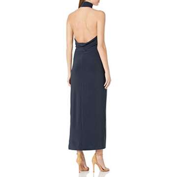 Norma Kamali Women's Halter Turtle Side Slit Gown - Chic Evening Elegance
