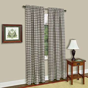 Woven Trends Farmhouse Curtains, Buffalo Plaid Drapes, Classic Country Plaid Gingham Checkered Design, Farmhouse Decor, Window Curtain Treatments 42" x 84" Single Panel, Taupe