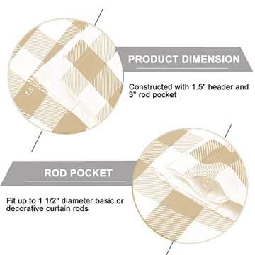 Woven Trends Farmhouse Curtains, Buffalo Plaid Drapes, Classic Country Plaid Gingham Checkered Design, Farmhouse Decor, Window Curtain Treatments 42" x 84" Single Panel, Taupe