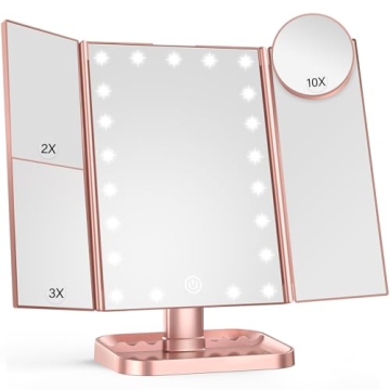 HUONUL Makeup Mirror with LED Lights 10X Magnification Rose Gold