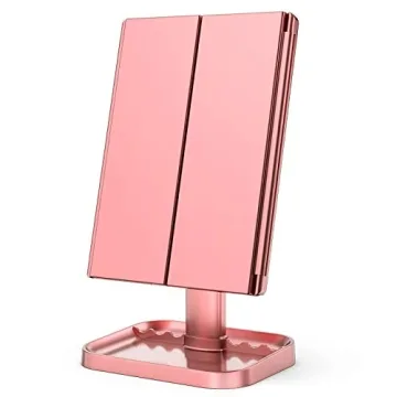 HUONUL Makeup Mirror with LED Lights 10X Magnification Rose Gold
