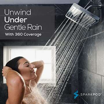 Premium SparkPod Rain Shower Head - Easy Install & Clean