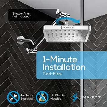 Premium SparkPod Rain Shower Head - Easy Install & Clean