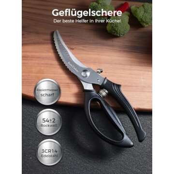 Poultry Shears, Heavy Duty Kitchen Shears With Anti-Slip Handle & Safety Lock, Poultry Scissors for ...