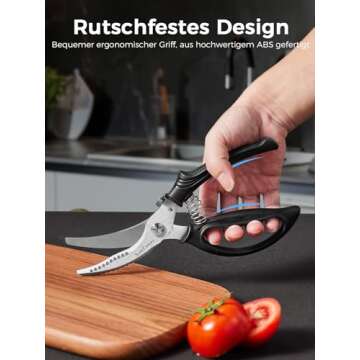 Poultry Shears, Heavy Duty Kitchen Shears With Anti-Slip Handle & Safety Lock, Poultry Scissors for Meat, Chicken, Bone,Turkey, Fish, Spring Loaded, Dishwasher Safe