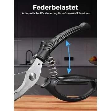 Poultry Shears, Heavy Duty Kitchen Shears With Anti-Slip Handle & Safety Lock, Poultry Scissors for Meat, Chicken, Bone,Turkey, Fish, Spring Loaded, Dishwasher Safe