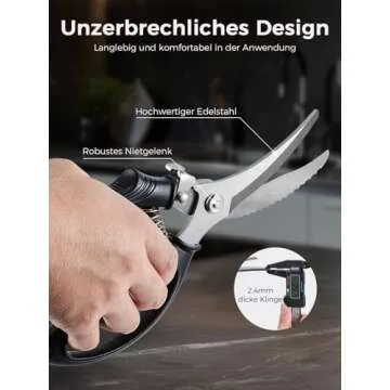 Poultry Shears, Heavy Duty Kitchen Shears With Anti-Slip Handle & Safety Lock, Poultry Scissors for Meat, Chicken, Bone,Turkey, Fish, Spring Loaded, Dishwasher Safe