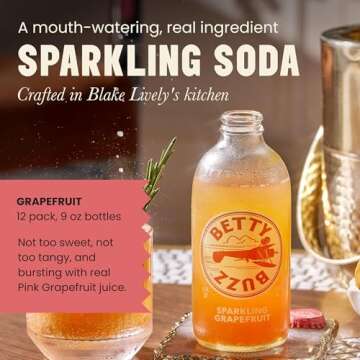 Betty Buzz Sparkling Grapefruit Premium Sparkling Soda by Blake Lively (12 pack) | Natural Flavors & Sweeteners, Only Clean Ingredients