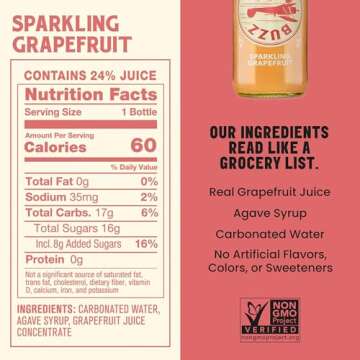 Betty Buzz Sparkling Grapefruit Premium Sparkling Soda by Blake Lively (12 pack) | Natural Flavors & Sweeteners, Only Clean Ingredients