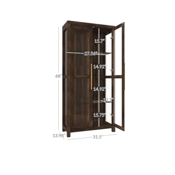 BELLEZE Glass Display Cabinet for Home Decor and Storage