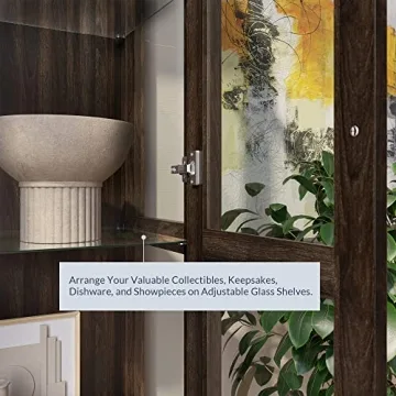 BELLEZE Glass Display Cabinet for Home Decor and Storage