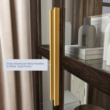 BELLEZE Glass Display Cabinet for Home Decor and Storage