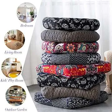 Boho Floor Pillow Dragon Pattern Meditation Cushion 22 Inch