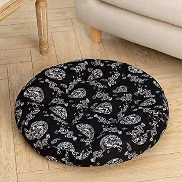 Boho Floor Pillow Dragon Pattern Meditation Cushion 22 Inch