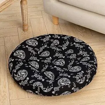 Boho Floor Pillow Dragon Pattern Meditation Cushion 22 Inch