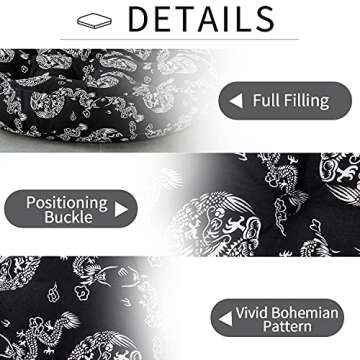 Boho Floor Pillow Dragon Pattern Meditation Cushion 22 Inch