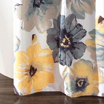 Lush Decor - Shower Curtain, Blooming Flowers Design, Country Cottage & Farmhouse Bathroom Decor (Leah Floral, 72" x 72")