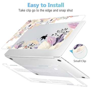 Mektron for MacBook Pro 13-inch Case 2022 2021 2020 Release A2338 M2 M1 A2289 A2251, Printed Plastic Hard Shell with Keyboard Skin for New MacBook Pro 13.3-inch Touch Bar Fits Touch ID, Rice Flower