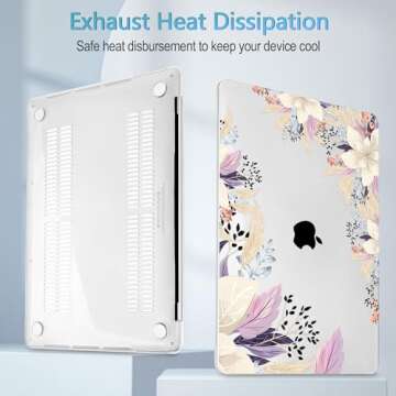 Mektron for MacBook Pro 13-inch Case 2022 2021 2020 Release A2338 M2 M1 A2289 A2251, Printed Plastic Hard Shell with Keyboard Skin for New MacBook Pro 13.3-inch Touch Bar Fits Touch ID, Rice Flower