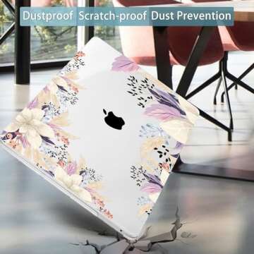 Mektron for MacBook Pro 13-inch Case 2022 2021 2020 Release A2338 M2 M1 A2289 A2251, Printed Plastic Hard Shell with Keyboard Skin for New MacBook Pro 13.3-inch Touch Bar Fits Touch ID, Rice Flower