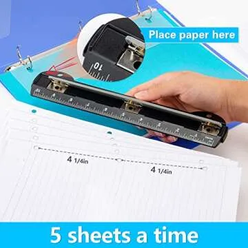 WorkLion 3 Ring Hole Punch for Binder, Portable Puncher, Office Assistant, Black