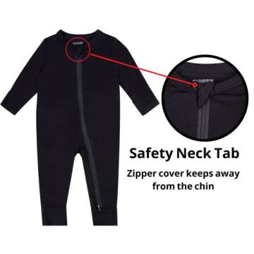GUISBY Baby Footless Sleepers with Zipper, Rayon Long Sleeve Pjamas Not Feet Romper 3-6 Months