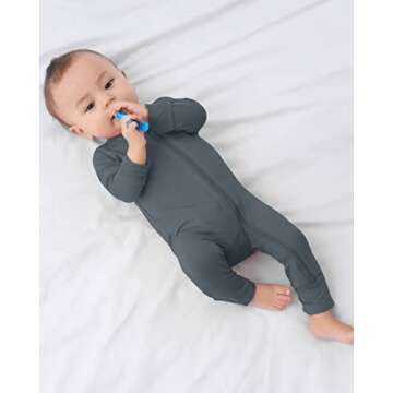 GUISBY Baby Footless Sleepers with Zipper, Rayon Long Sleeve Pjamas Not Feet Romper 3-6 Months