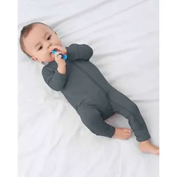 GUISBY Baby Footless Sleepers with Zipper, Rayon Long Sleeve Pjamas Not Feet Romper 3-6 Months