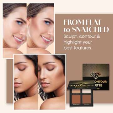 Contour Palette Powder Contour Kit - Contouring Makeup Palette With Mirror - 4 Highly Pigmented Matt...