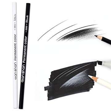 qianshan 5Pcs Black White Color Pencils - Permanent Color Drawing Pencil Oil-based Wooden Colored Pencils for Artist and Beginner Art Projects, 2 Colors of 3 Black, 2White