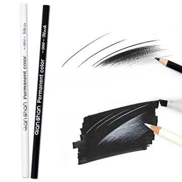 qianshan 5Pcs Black White Color Pencils - Permanent Color Drawing Pencil Oil-based Wooden Colored Pencils for Artist and Beginner Art Projects, 2 Colors of 3 Black, 2White