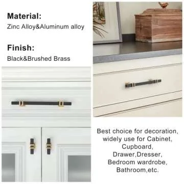 Lepatape 25 Pack 6-1/4 Inch Cabinet Pulls Black and Gold Cabinet Handles Kitchen Cabinet Handles, Black Dresser Drawer Pulls Kitchen Cabinet Hardware