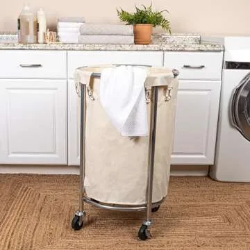 Household Essentials Commercial Round Laundry Hamper - Large Capacity and Stylish Design