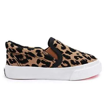 Stylein Boy's Girl's Canvas Sneakers Casual Leopard Print Slip-on Loafer Shoes Flats（Toddler/Little Kid）