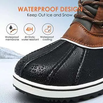 DREAM PAIRS Women's Mid Calf Waterproof Winter Snow Boots Monte,Size 9,Black/Grey,Monte_01