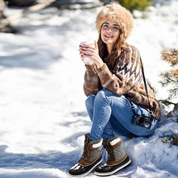 DREAM PAIRS Women's Mid Calf Waterproof Winter Snow Boots Monte,Size 9,Black/Grey,Monte_01