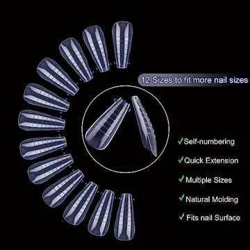 HungGato 120Pcs Dual Nail Forms Ballet Coffin Extension Poly nail gel Nail Forms Full Cover Reusable Nail Molds 12 Sizes for Gel Manicure Nail Art Design Salon DIY at Home