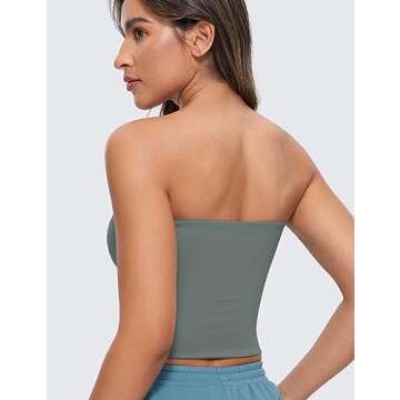 CRZ YOGA Butterluxe Double Lined Tube Tops for Women Basic Cropped Bandeau Strapless Casual Going Out Crop Shirts Grey Sage X-Small