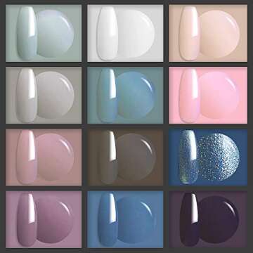 MEFA Gel Nail Polish Set, 12 Colors Soak Off Nail Gel with Gift Box, Blue Nude Gray Colors Nail Art Manicure Set