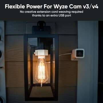 Wyze Lamp Socket Power Adapter - Continuous Power for Wyze Cam v3/v4